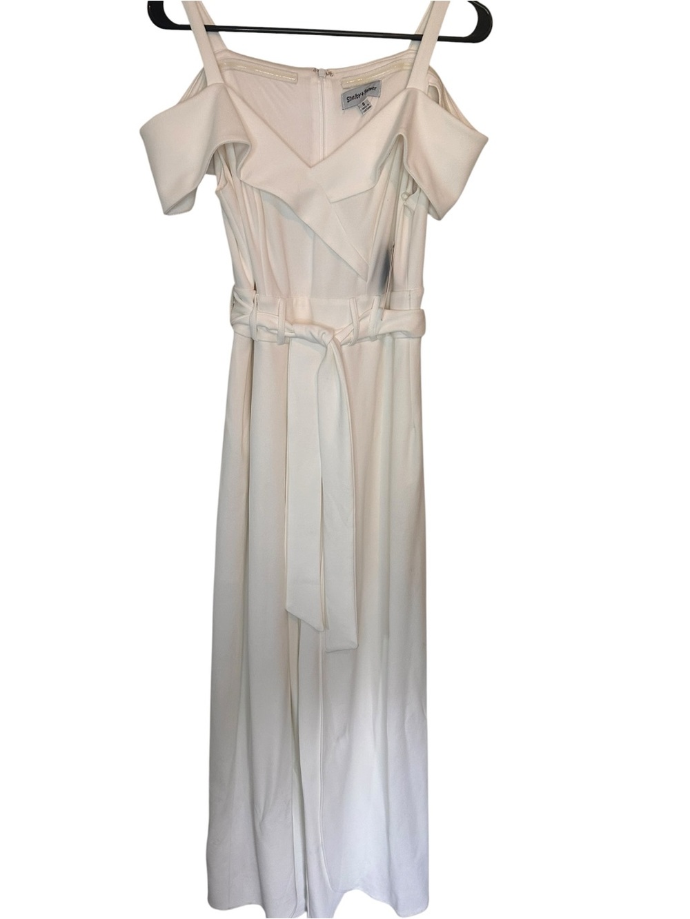 Women’s White Off-Shoulder Belted Jumpsuit